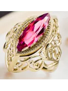 14k żółte złoto Rubin Pierścionek Styl Vintage vrc017y